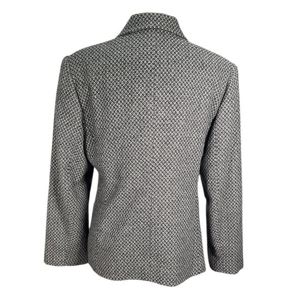 SAG HARBOR Wool Blend Blazer Hounds Tooth Grey Black Size 10P Button Up Vintage - Picture 2 of 12